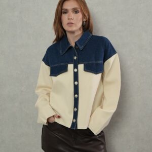 CHAQUETA BICOLOR BEIGE