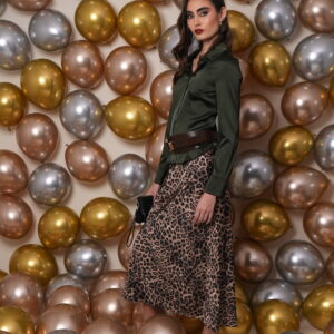 BASICA SEDA VERDE Y FALDA SEDA PRINT