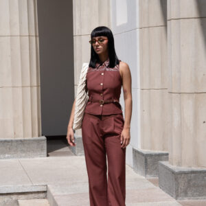 CHALECO BORGOÑA DET CUERINA