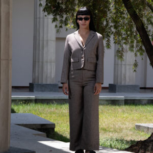 BLAZER TOP Y PANT MARRON