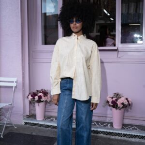 JEAN BASIC LINEAS Y CAMISA AMARILLA RAYAS