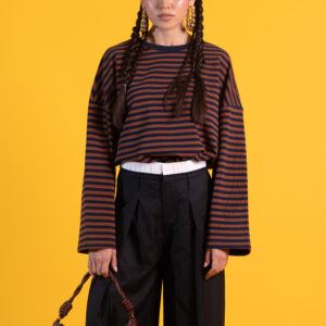 OVER LARGA RAYAS MARRON - PANT RAYAS NEGRO GOMA