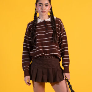 MINI FALDA Y POLO MARRON