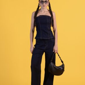 TOP Y PANT DENIM BOTON DORADO