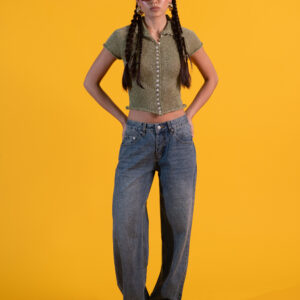 TOP TEJIDO VERDE Y JEAN LOW RICE TIC