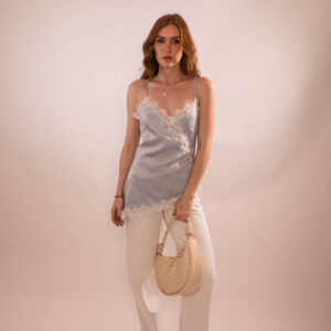 TOP SEDA AZUL BB JEAN BASICO BLANCO