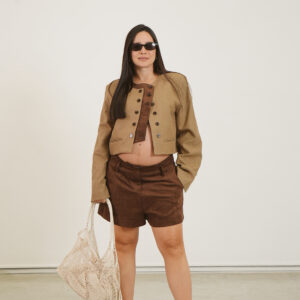 TOP BLAZER BICOLOR MARRON