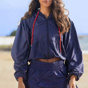 CHAQUETA Y SHORT NAVY PUNTOS ROJOS