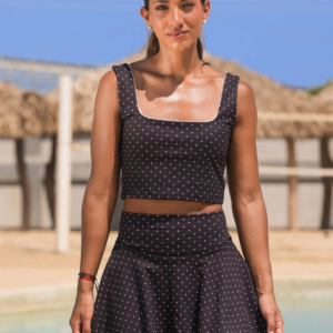 TOP Y MINI FALDA SPORT NEGRO LUNARES